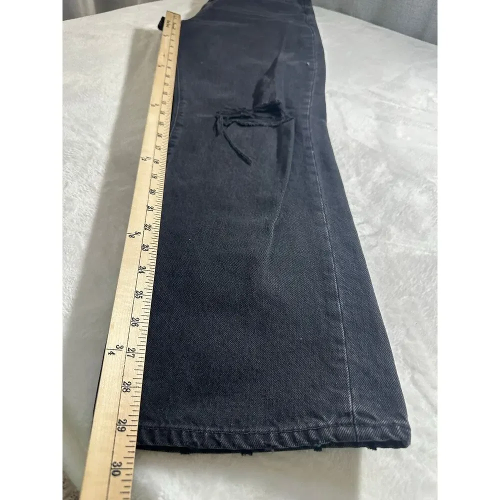SLVRLAKE London Crop In Long Gone Black Wash Distressed Straight Size 30 EUC‎